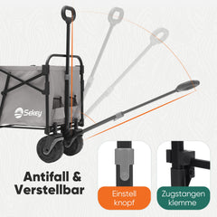 Sekey Faltbarer Transportwagen mit 200 kg Belastbarkeit – Robuster Bollerwagen mit Blasformreifen für Strand & Garten Sekey