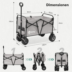 Sekey Faltbarer Transportwagen mit 200 kg Belastbarkeit – Robuster Bollerwagen mit Blasformreifen für Strand & Garten Sekey