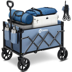 Sekey 4029 Klappbarer Bollerwagen mit Bremse – Platzsparender Handwagen für Ausflüge & Einkäufe Sekey