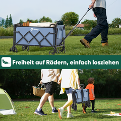 Sekey 4029 Klappbarer Bollerwagen mit Bremse – Platzsparender Handwagen für Ausflüge & Einkäufe Sekey