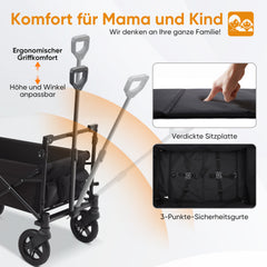 Sekey 150KG Faltbarer Bollerwagenmit Dach, Bollerwagen Kinder Handwagen, 5050