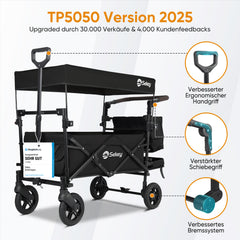 Sekey 150KG Faltbarer Bollerwagenmit Dach, Bollerwagen Kinder Handwagen, 5050