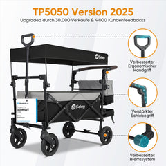 Sekey 150KG Faltbarer Bollerwagenmit Dach, Bollerwagen Kinder Handwagen, 5050