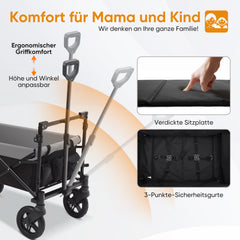 Sekey 150KG Faltbarer Bollerwagenmit Dach, Bollerwagen Kinder Handwagen, 5050