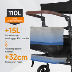 Sekey 150KG Faltbarer Bollerwagenmit Dach, Bollerwagen Kinder Handwagen, 5050