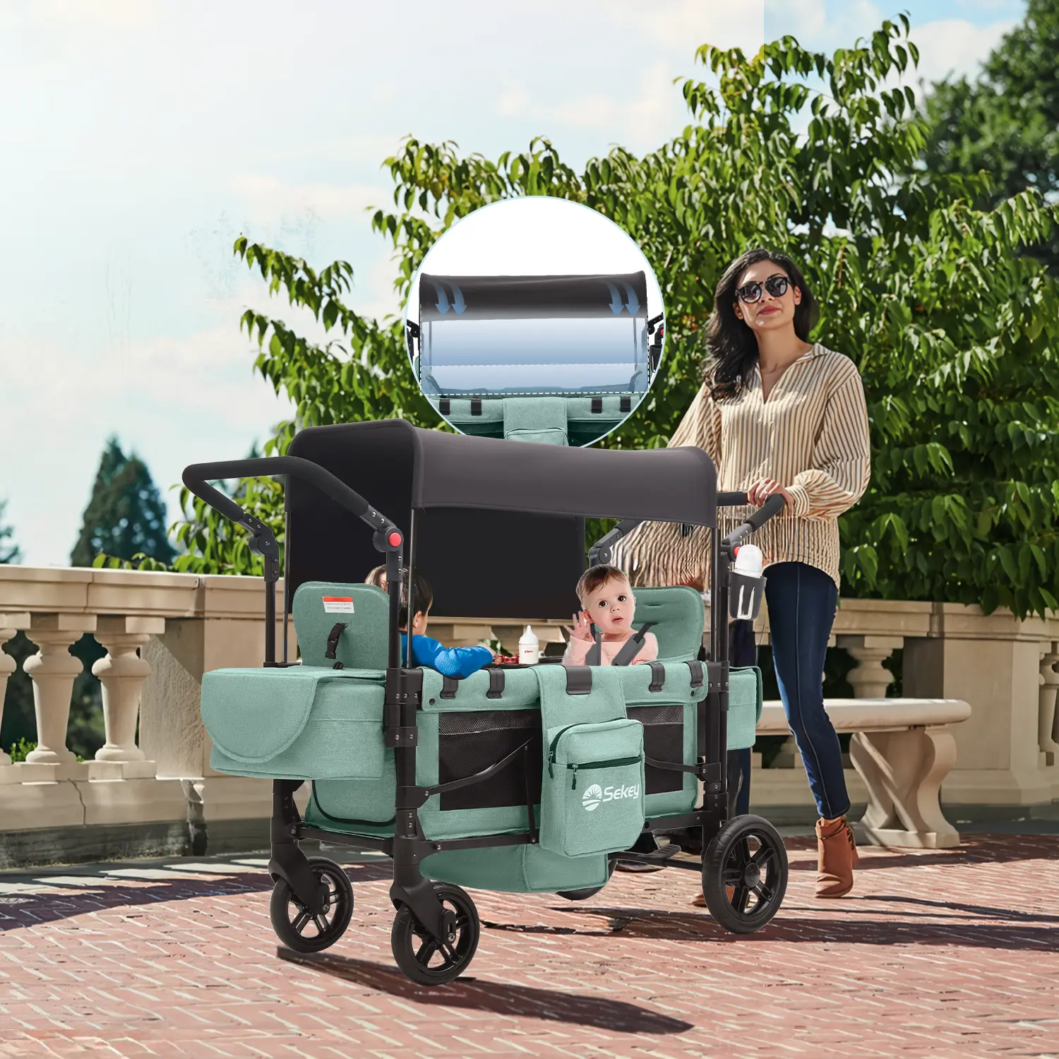 Sekey 80KG Faltbarer Kinderwagen für 2 Kinder zum Sitzen, 6060 Sekey