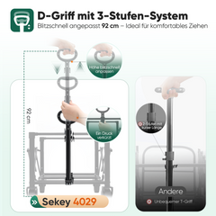 Sekey 4029 Klappbarer Bollerwagen mit Bremse – Platzsparender Handwagen für Ausflüge & Einkäufe Sekey