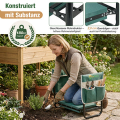 Sekey Höhenverstellbare Kniebank für Gartenarbeit Belastbarkeit 180KG, Gartenhocker Klappbar mit Werkzeugtaschen, Knie Komfort Garten, Grün