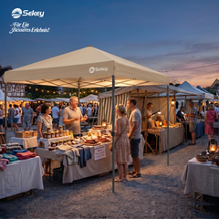 Sekey Pavillon 3x3 m mit LED-Beleuchtung – Wasserdicht, Winterfest & Stabil, Höhenverstellbarer Faltpavillon mit Solarpanel, UV-Schutz 50+, Gartenpavillon für Camping, Terrasse & Partys