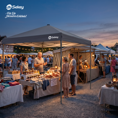 Sekey Pavillon 3x3 m mit LED-Beleuchtung – Wasserdicht, Winterfest & Stabil, Höhenverstellbarer Faltpavillon mit Solarpanel, UV-Schutz 50+, Gartenpavillon für Camping, Terrasse & Partys