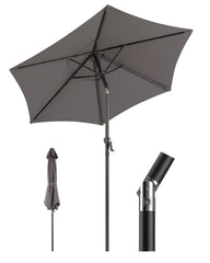 Sekey Sonnenschirm 200 cm mit Kurbel & Knickfunktion, UV-Schutz 50+, stabiler 6-Rippen-Konstruktion, Balkon Sonnenschirm für Terrasse, Garten & Strand