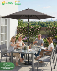 Sekey Sonnenschirm 200 cm mit Kurbel & Knickfunktion, UV-Schutz 50+, stabiler 6-Rippen-Konstruktion, Balkon Sonnenschirm für Terrasse, Garten & Strand