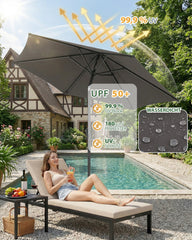 Sekey Sonnenschirm 200 cm mit Kurbel & Knickfunktion, UV-Schutz 50+, stabiler 6-Rippen-Konstruktion, Balkon Sonnenschirm für Terrasse, Garten & Strand
