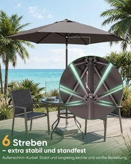 Sekey Sonnenschirm 200 cm mit Kurbel & Knickfunktion, UV-Schutz 50+, stabiler 6-Rippen-Konstruktion, Balkon Sonnenschirm für Terrasse, Garten & Strand