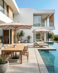 Sekey Sonnenschirm Rechteck 200x300 cm in Holzoptik – höhenverstellbar, UV50+, mit Dreh-Kippfunktion & Kurbel, Eisenmast 38 mm für Balkon, Terrasse & Garten