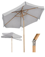 Sekey Sonnenschirm 200 cm Balkon Holzoptik mit Neigungsfunktion, UPF 50+, Doppel-Seilzug, stabiler Eisenmast & 6 Stahlstreben – für Balkon & Terrasse