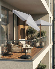 Sekey Sonnenschirm 200 cm Balkon Holzoptik mit Neigungsfunktion, UPF 50+, Doppel-Seilzug, stabiler Eisenmast & 6 Stahlstreben – für Balkon & Terrasse