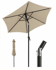 Sekey Sonnenschirm 200 cm mit Kurbel & Knickfunktion, UV-Schutz 50+, stabiler 6-Rippen-Konstruktion, Balkon Sonnenschirm für Terrasse, Garten & Strand