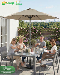Sekey Sonnenschirm 200 cm mit Kurbel & Knickfunktion, UV-Schutz 50+, stabiler 6-Rippen-Konstruktion, Balkon Sonnenschirm für Terrasse, Garten & Strand