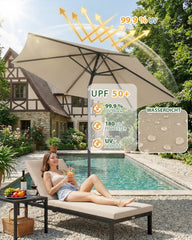 Sekey Sonnenschirm 200 cm mit Kurbel & Knickfunktion, UV-Schutz 50+, stabiler 6-Rippen-Konstruktion, Balkon Sonnenschirm für Terrasse, Garten & Strand