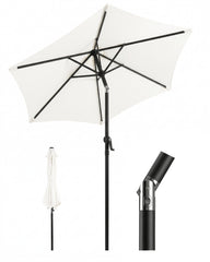 Sekey Sonnenschirm 200 cm mit Kurbel & Knickfunktion, UV-Schutz 50+, stabiler 6-Rippen-Konstruktion, Balkon Sonnenschirm für Terrasse, Garten & Strand
