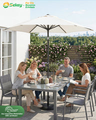 Sekey Sonnenschirm 200 cm mit Kurbel & Knickfunktion, UV-Schutz 50+, stabiler 6-Rippen-Konstruktion, Balkon Sonnenschirm für Terrasse, Garten & Strand
