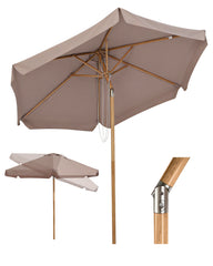 Sekey Sonnenschirm 200 cm Balkon Holzoptik mit Neigungsfunktion, UPF 50+, Doppel-Seilzug, stabiler Eisenmast & 6 Stahlstreben – für Balkon & Terrasse