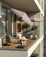 Sekey Sonnenschirm 200 cm Balkon Holzoptik mit Neigungsfunktion, UPF 50+, Doppel-Seilzug, stabiler Eisenmast & 6 Stahlstreben – für Balkon & Terrasse