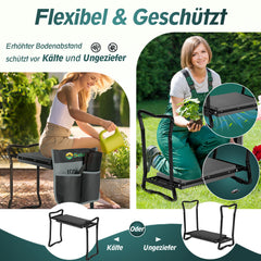 Sekey Höhenverstellbare Kniebank für Gartenarbeit – 2-in-1 Kniehilfe & Gartenhocker, Klappbar, bis 160 kg belastbar, mit Werkzeugtaschen, Schwarz