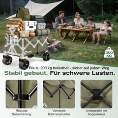 Sekey XXL Plus Faltbollerwagen 200 L, Bis 200 kg belastbar, Extra breite All-Terrain-Räder, patentierter 4-Wege-Sofortaufbau, 4032