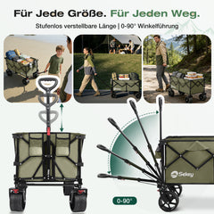Sekey XXL Plus Faltbollerwagen 200 L, Bis 200 kg belastbar, Extra breite All-Terrain-Räder, patentierter 4-Wege-Sofortaufbau, 4032