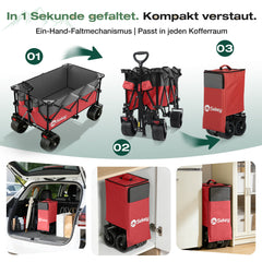 Sekey XXL Plus Faltbollerwagen 200 L, Bis 200 kg belastbar, Extra breite All-Terrain-Räder, patentierter 4-Wege-Sofortaufbau, 4032