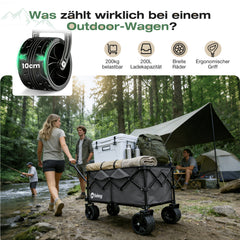 Sekey XXL Plus Faltbollerwagen 200 L, Bis 200 kg belastbar, Extra breite All-Terrain-Räder, patentierter 4-Wege-Sofortaufbau, 4032