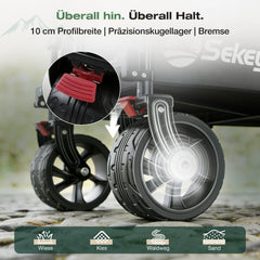 Sekey XXL Plus Faltbollerwagen 200 L, Bis 200 kg belastbar, Extra breite All-Terrain-Räder, patentierter 4-Wege-Sofortaufbau, 4032