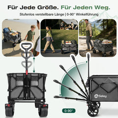 Sekey XXL Plus Faltbollerwagen 200 L, Bis 200 kg belastbar, Extra breite All-Terrain-Räder, patentierter 4-Wege-Sofortaufbau, 4032