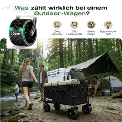Sekey XXL Plus Faltbollerwagen 200 L, Bis 200 kg belastbar, Extra breite All-Terrain-Räder, patentierter 4-Wege-Sofortaufbau, 4032