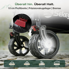 Sekey XXL Plus Faltbollerwagen 200 L, Bis 200 kg belastbar, Extra breite All-Terrain-Räder, patentierter 4-Wege-Sofortaufbau, 4032