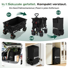 Sekey XXL Plus Faltbollerwagen 200 L, Bis 200 kg belastbar, Extra breite All-Terrain-Räder, patentierter 4-Wege-Sofortaufbau, 4032