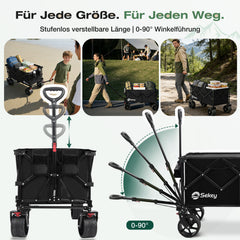Sekey XXL Plus Faltbollerwagen 200 L, Bis 200 kg belastbar, Extra breite All-Terrain-Räder, patentierter 4-Wege-Sofortaufbau, 4032