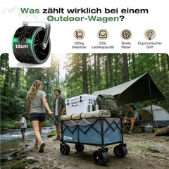 Sekey XXL Plus Faltbollerwagen 200 L, Bis 200 kg belastbar, Extra breite All-Terrain-Räder, patentierter 4-Wege-Sofortaufbau, 4032