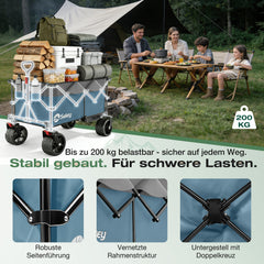 Sekey XXL Plus Faltbollerwagen 200 L, Bis 200 kg belastbar, Extra breite All-Terrain-Räder, patentierter 4-Wege-Sofortaufbau, 4032