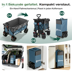 Sekey XXL Plus Faltbollerwagen 200 L, Bis 200 kg belastbar, Extra breite All-Terrain-Räder, patentierter 4-Wege-Sofortaufbau, 4032