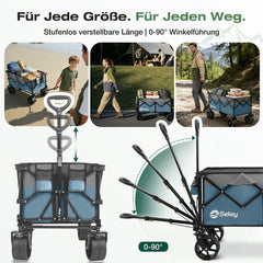 Sekey XXL Plus Faltbollerwagen 200 L, Bis 200 kg belastbar, Extra breite All-Terrain-Räder, patentierter 4-Wege-Sofortaufbau, 4032