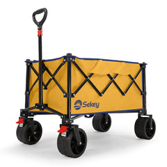 Sekey XXL Faltbarer Bollerwagen 135L – 150kg Belastbar, Leichter Handwagen mit Breiten All-Terrain Rädern, Bremse & 4-Wege Sofortaufbau Transportwagen, 4031