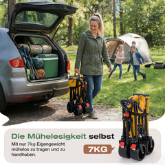 Sekey XXL Faltbarer Bollerwagen 135L – 150kg Belastbar, Leichter Handwagen mit Breiten All-Terrain Rädern, Bremse & 4-Wege Sofortaufbau Transportwagen, 4031