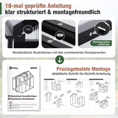 Sekey Aluminium-Gewächshaus 185x185x195 cm – Wetterfestes & winterfestes Tomatenhaus mit 6 mm Hohlkammerplatten und nach außen öffnender Tür