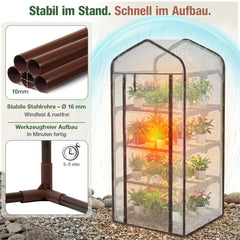 Sekey Mini Tomatengewächshaus 4 Etagen – Winterfestes Balkon- und Indoor-Gewächshaus mit flexiblem Pflanzsystem