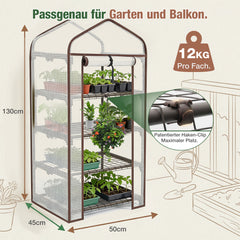 Sekey Mini Tomatengewächshaus 4 Etagen – Winterfestes Balkon- und Indoor-Gewächshaus mit flexiblem Pflanzsystem