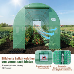 Sekey Ersatzfolie für Folientunnel 300 × 200 × 200 cm – 140 g/m² PE-Gitterfolie mit 4 Fenstern & 2 Türen, UV-beständig, reißfest, Gewächshaus-Ersatzabdeckung ohne Gestell