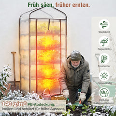 Sekey Mini Tomatengewächshaus 5 Etagen – Großes Balkon-Gewächshaus, winterfest & stabil für Indoor & Outdoor mit flexiblem Pflanzsystem